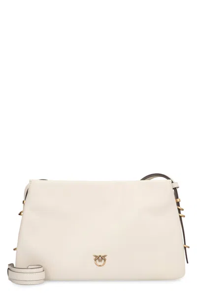 Pinko One, Two, Three Leather Crossbody Bag In White