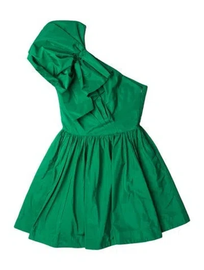 Pre-owned Pinko One-shoulder Mini Dress In Green