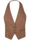 Pinko Open Back Short Vest In Brown