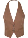 Pinko Open Back Short Vest In Brown