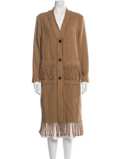 Pre-owned Pinko Open Front Sweater In Brown