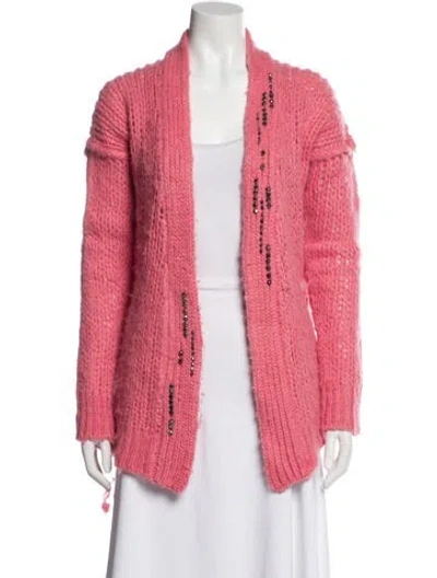 Pre-owned Pinko Open Front Sweater In Pink