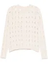 Pinko Cropped Knit Openwork Cardigan In ニュートラル