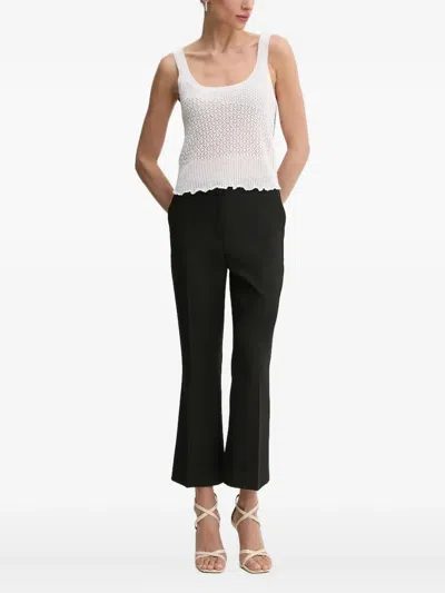 Pinko Open-knit Scallop-hem Top In White