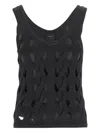 Pinko Sculpted Tank Top With Intricate Woven Design In Black