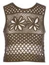 Pinko Top Sans Manches En Crochet Ajouré In Brown