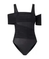 Pinko Open-shoulder Jersey Bodysuit In Black