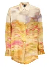 Pinko Life Printed Viscose Shirt In Orange