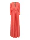 Pinko Orange Long Dress With Deep V-neck And Cut-out On The Back In Orange