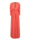 Pinko Orange Long Dress With Deep V-neck And Cut-out On The Back In Orange