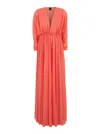Pinko Orange Long Dress With Deep V-neck And Cut-out On The Back In Orange