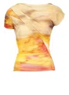 Pinko Asymmetric Crop Top With Landscape Print In Multicolor