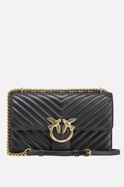 Pinko Classic Love Bag One Chevron In Black-antique Gold