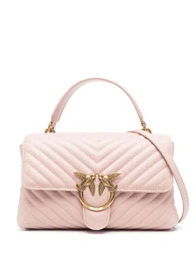Pinko Love Birds Quilted Tote In Pink