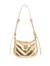Pinko Baby Half-moon Shape Shoulder Bag In Laminated Leather In Gold