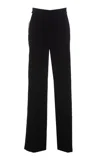 Pinko Wide-leg Stretch Cotton Trousers In Nero Ecru