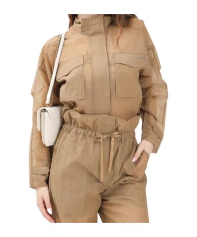 Pinko Out Of Time Organza-effect Short Jacket In Brown