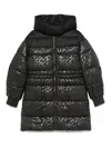 Pinko Technical Canvas Down Jacket With Logo Print In Black