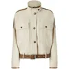 Pinko Blouson Jacket With Leather-effect Edging In Beige