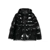 Pinko Oversized Black Puffy Coat With Glossy Finish And Hood In Black