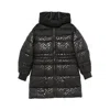 Pinko Technical Canvas Down Jacket With Logo Print In Black