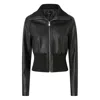 Pinko Short Jacket In Nappa Leather And Knit Fabric In Black