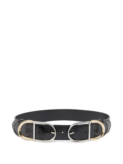 Pinko Oval-buckle Lambskin Belt In Black
