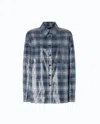 Pinko Overshirt With Check Pattern And Sequins In Blue
