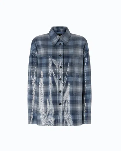 Pinko Overshirt With Check Pattern And Sequins In Multi