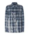 Pinko Overshirt With Check Pattern And Sequins In Blue