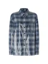 Pinko Overshirt With Check Pattern And Sequins In Blue