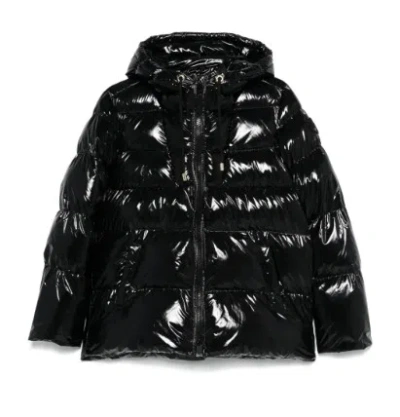 PINKO PINKO OVERSIZED BLACK PUFFY COAT WITH GLOSSY FINISH AND HOOD