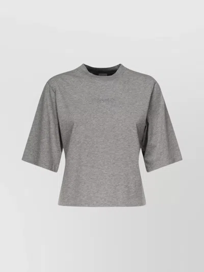 Pinko Oversized Boxy Cotton T-shirt In Gray