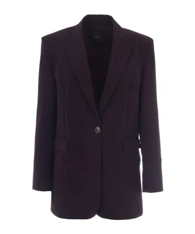 Pinko Oversized Buttoned Stretch Blazer In Purple
