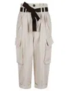 Pinko Oversize Cargo Trousers With Belt In White
