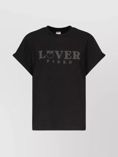 Pinko Oversized Cotton Printed T-shirt In Black