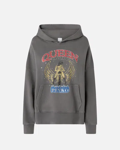 PINKO OVERSIZED MOTORBIKE RIDER-PRINT HOODIE