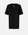 Pinko Oversized Long T-shirt With Print And Embroidery In Black