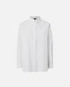 Pinko Striped Oversized Shirt In White/black/ Beige