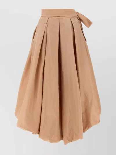Pinko 'owl' High Waist Pleated Skirt With Bow