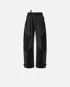 Pinko P-pants In Black Denim And Satin With Zip In Limo Black
