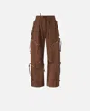 Pinko P-pants In Gabardine And Satin With Zip In Marrone - Tec