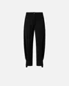 Pinko P-pants Trousers In Matte Satin With Button At The Hem In Limo Black