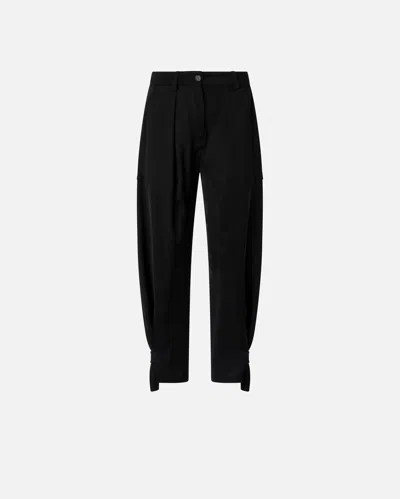Pinko P-pants Trousers In Matte Satin With Button At The Hem In Limo Black