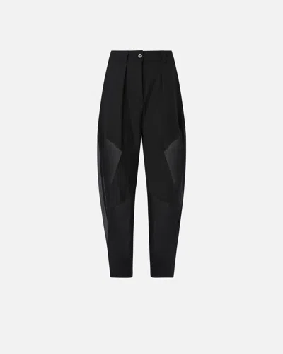 Pinko P-pants Trousers In Technical Fabric With In Limo Black