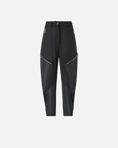 Pinko P-pants Trousers In Technical Fabric With Zip In Limo Black