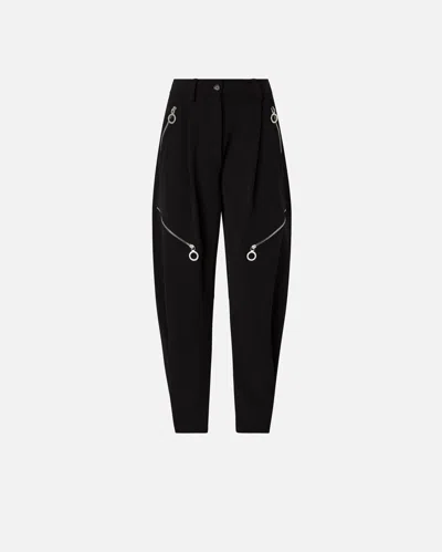 Pinko P-pants Trousers With Zip In Technical Crepe In Limo Black