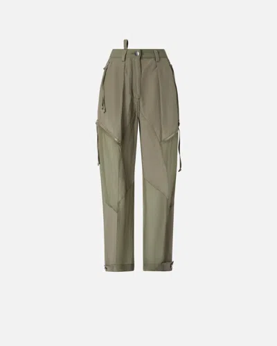 Pinko P-pants With Zip And Transparent Inserts In Verde Lichene