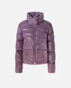 Pinko Padded Crystal Nylon Pea Coat In Purple
