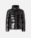Pinko Padded Crystal Nylon Pea Coat In Black